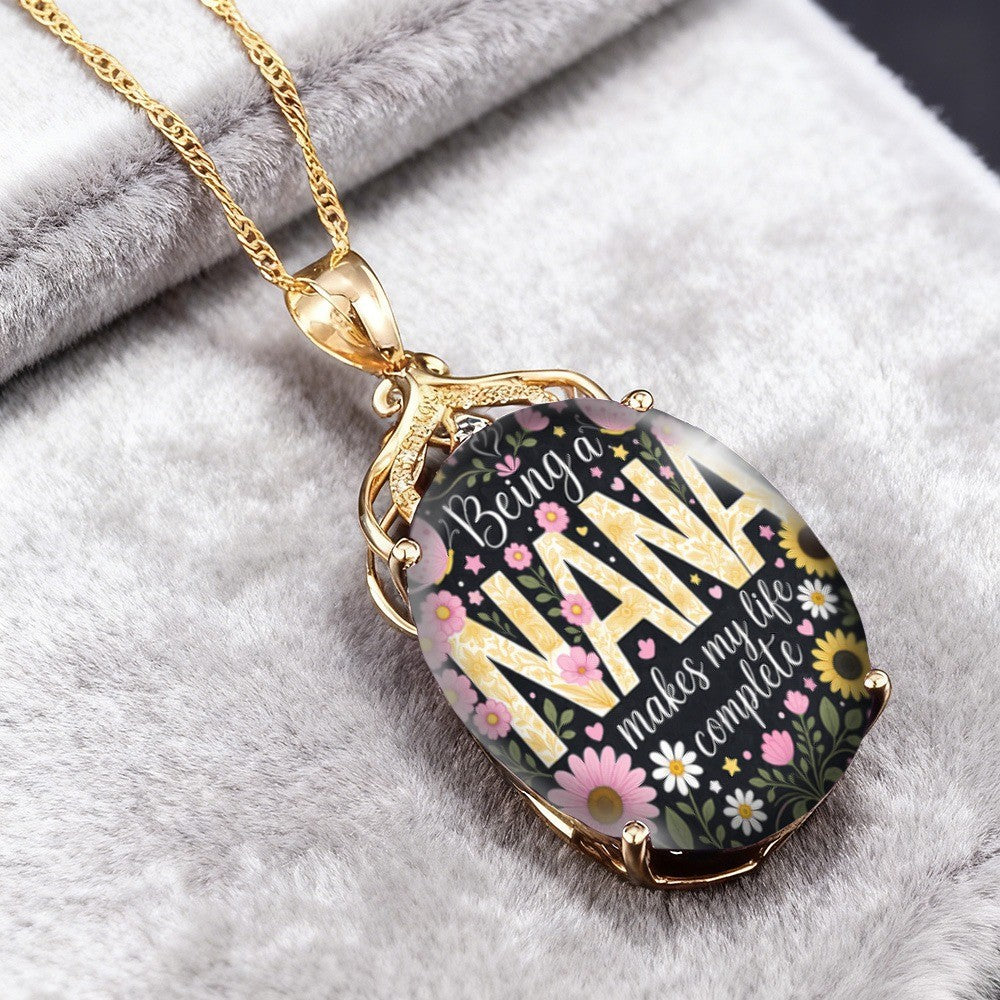 Nana Quote Oval Pendant Necklace