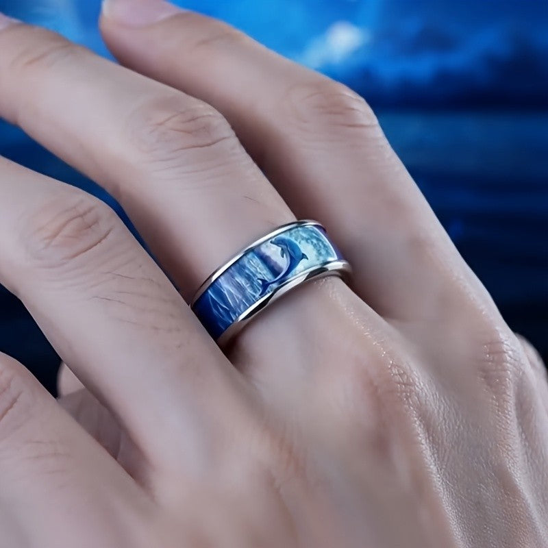 Ocean Dolphin & Moon Ring