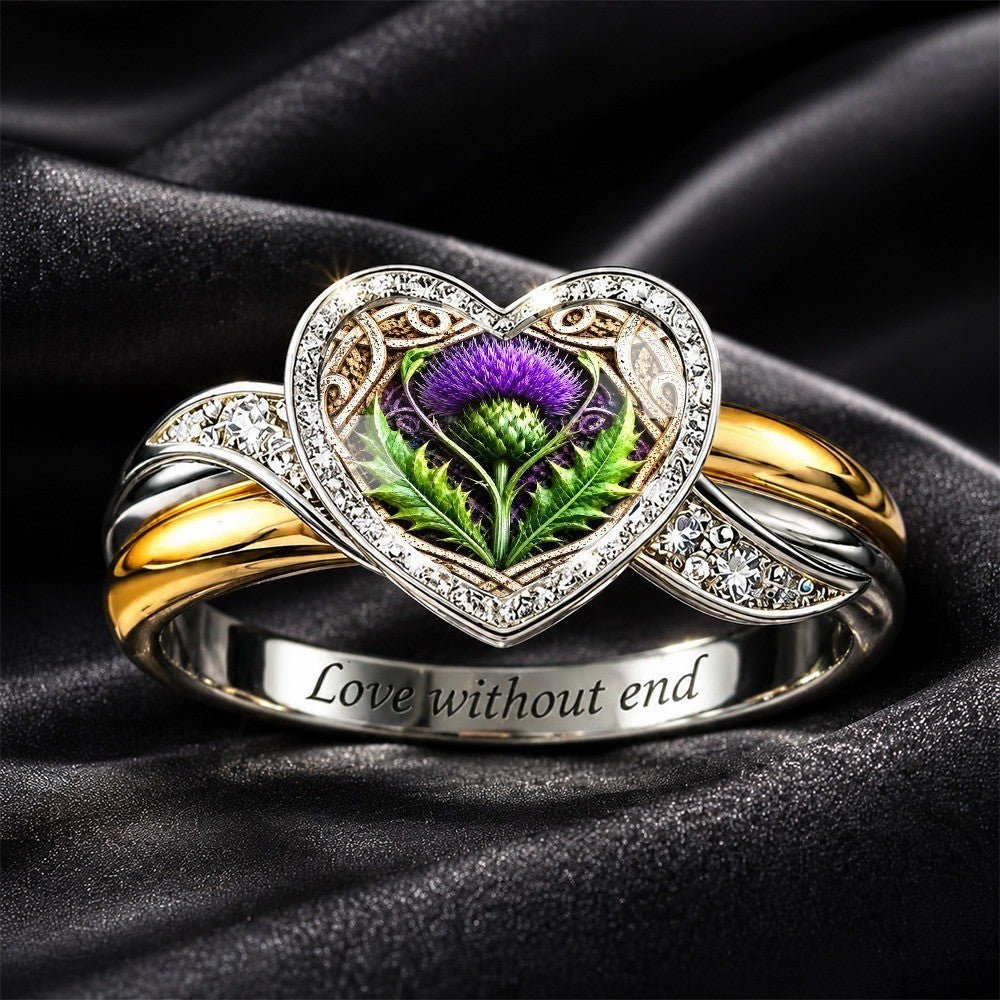 Purple Thistle Heart Ring