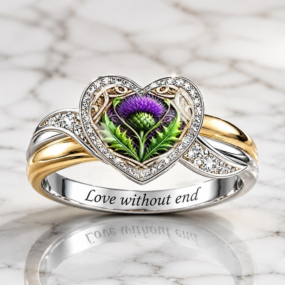Purple Thistle Heart Ring