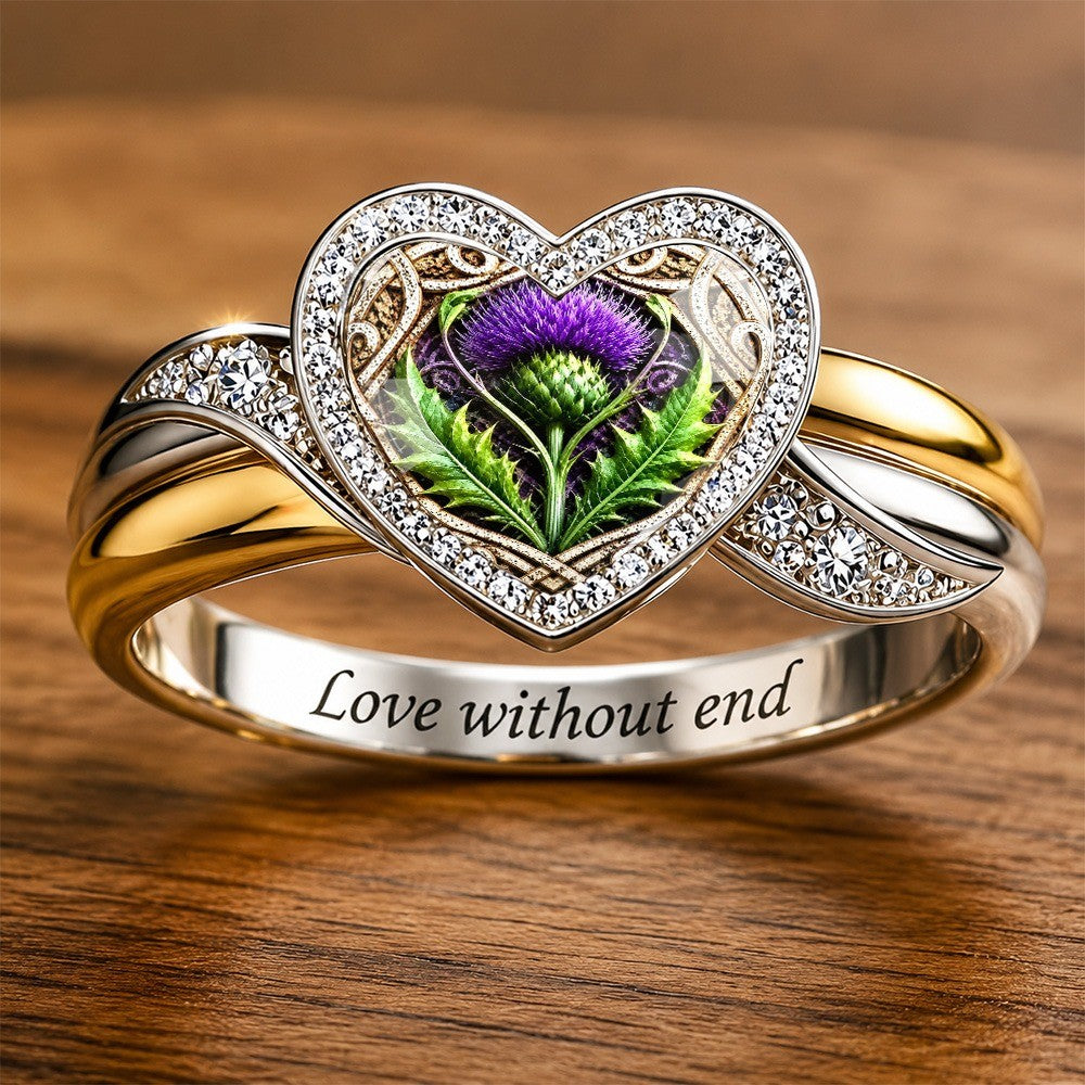 Purple Thistle Heart Ring