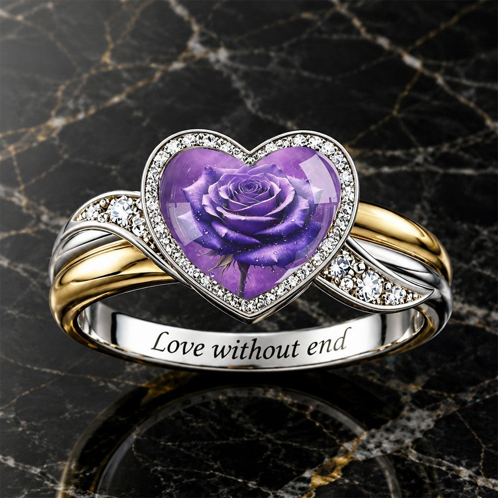 Purple Rose Heart Ring