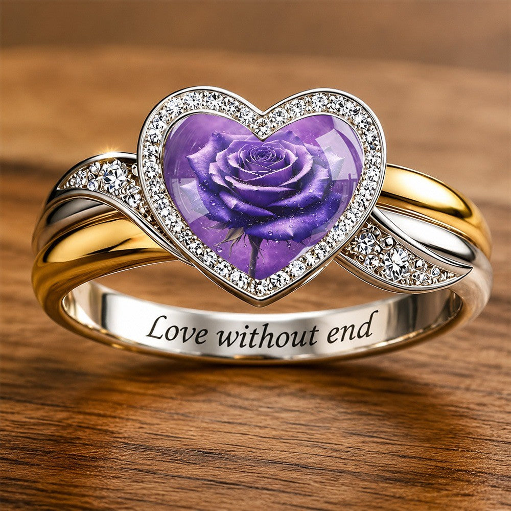 Purple Rose Heart Ring