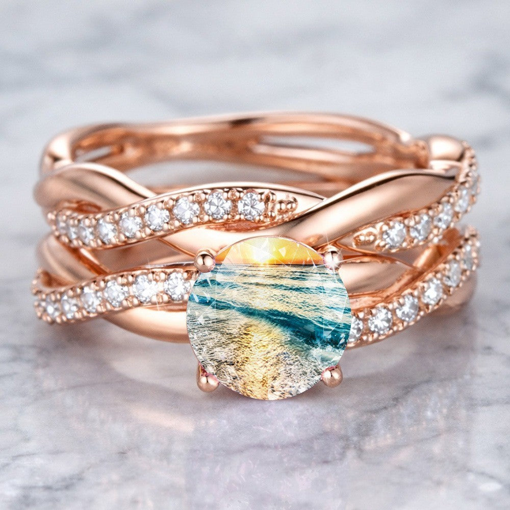 Sunset Ocean Wave Ring