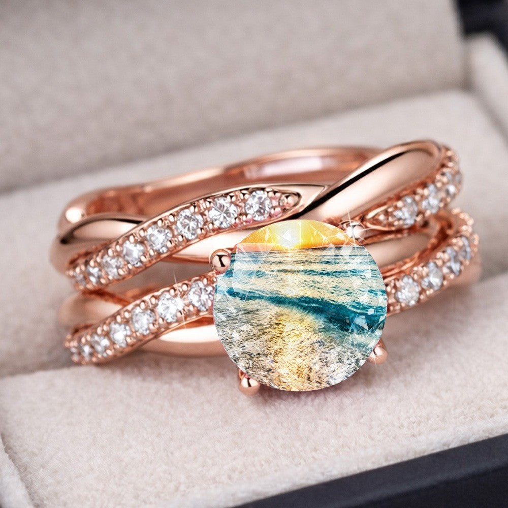 Sunset Ocean Wave Ring
