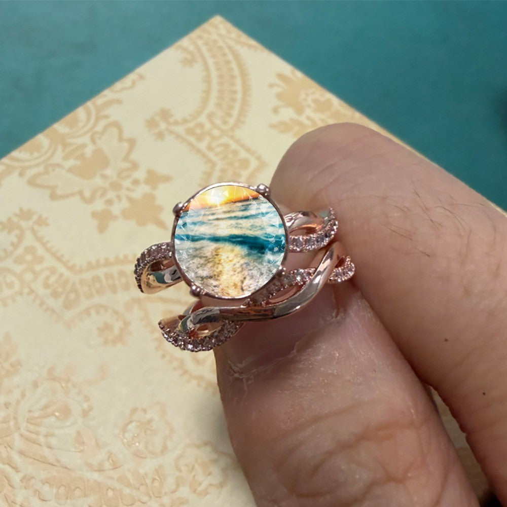 Sunset Ocean Wave Ring