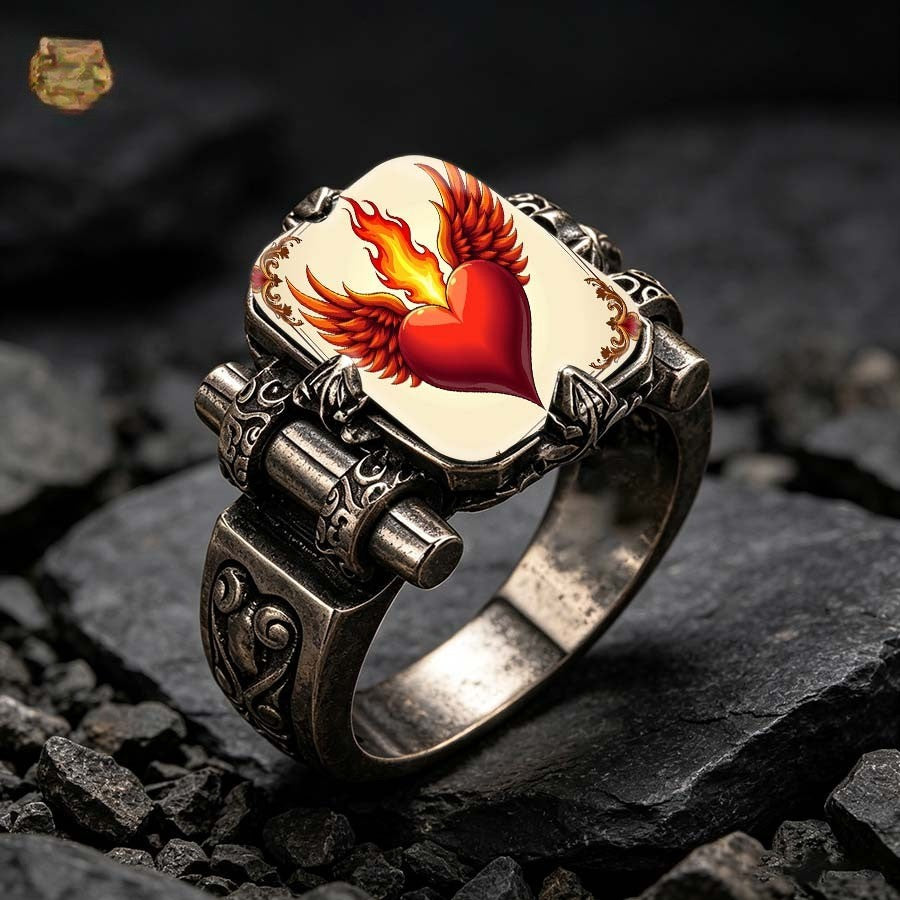 Winged Heart Statement Ring