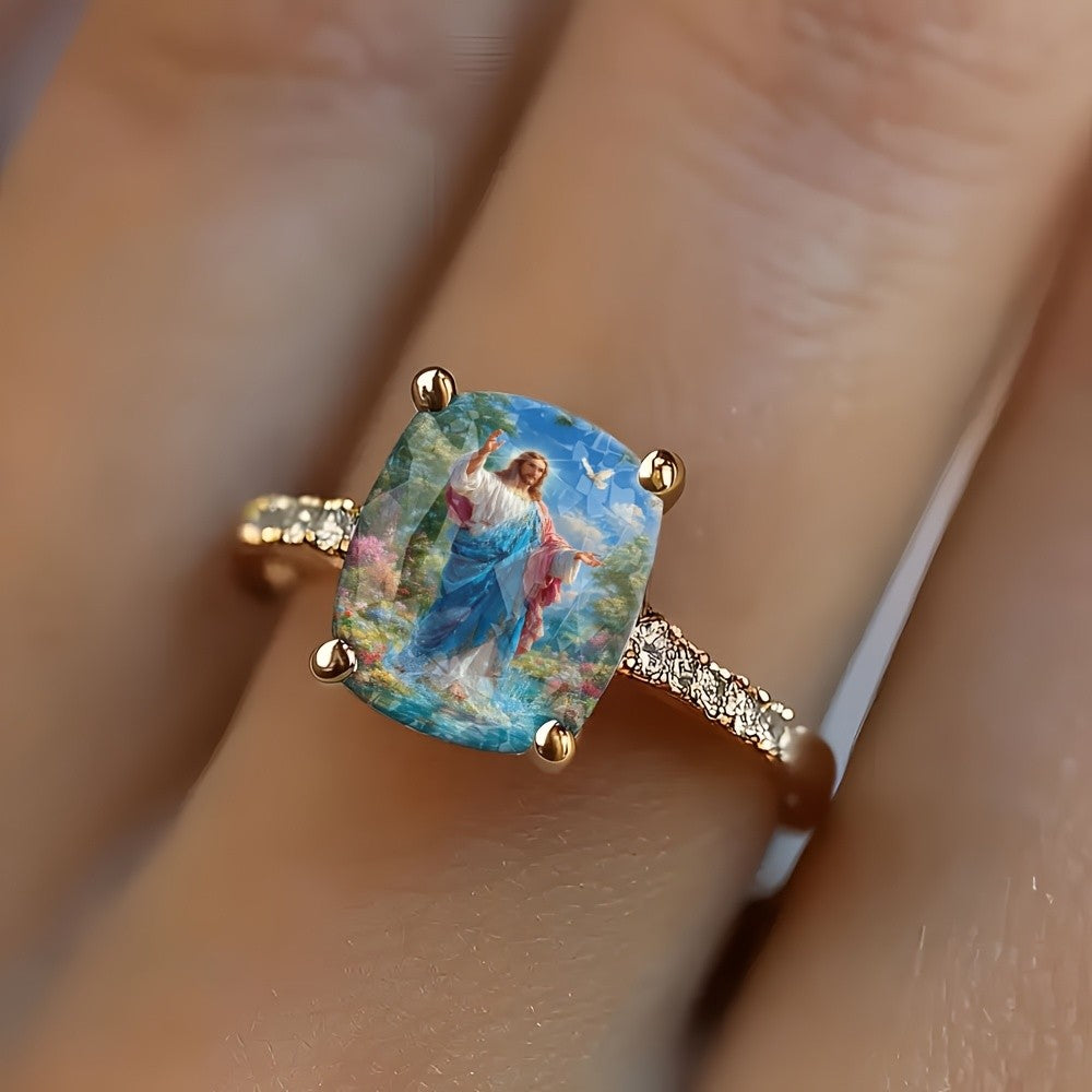 Jesus Dove Square Ring