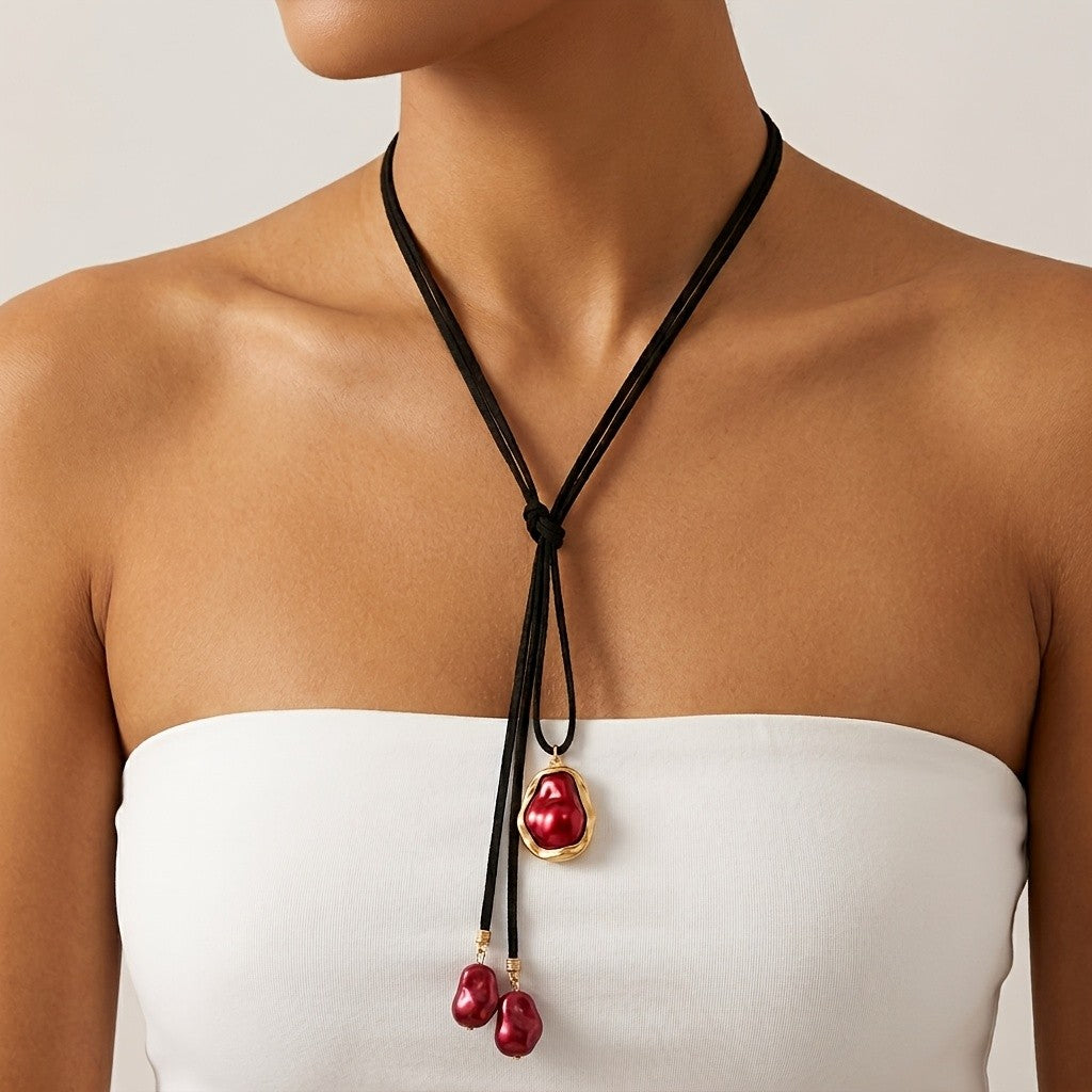 Red Fruit Lariat Necklace