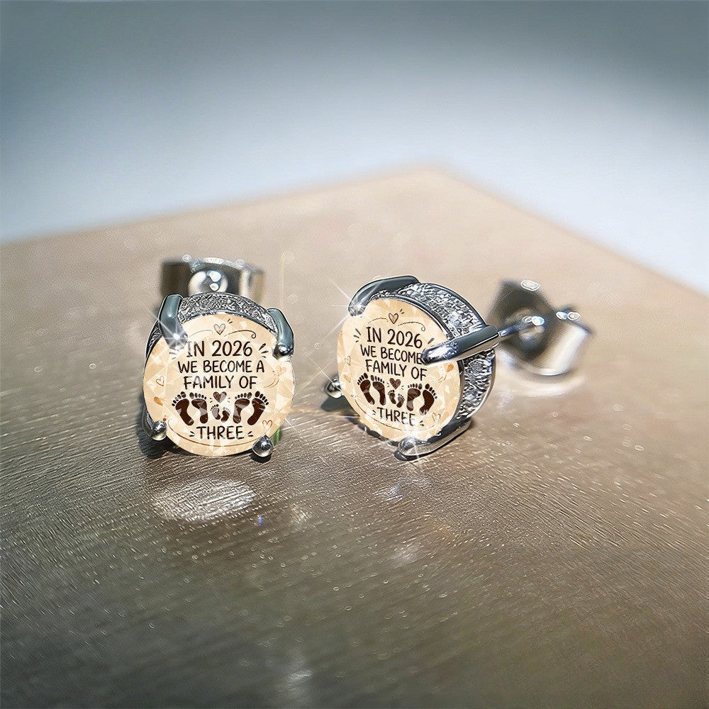 Family Footprint Stud Earrings