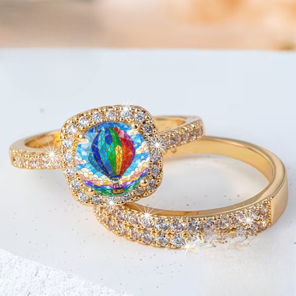 Rainbow Hot Air Balloon Ring Set