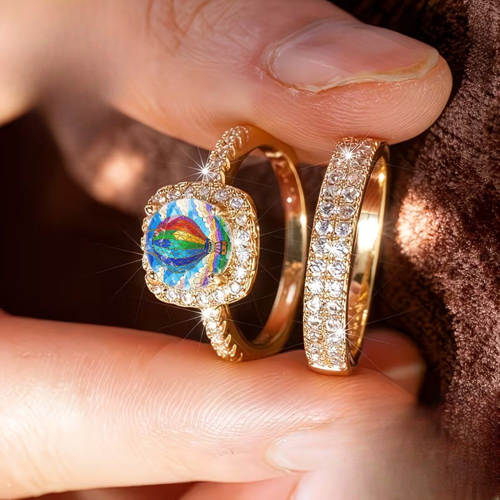 Rainbow Hot Air Balloon Ring Set