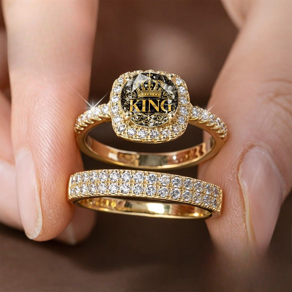 King Emblem & Crystal Ring Set