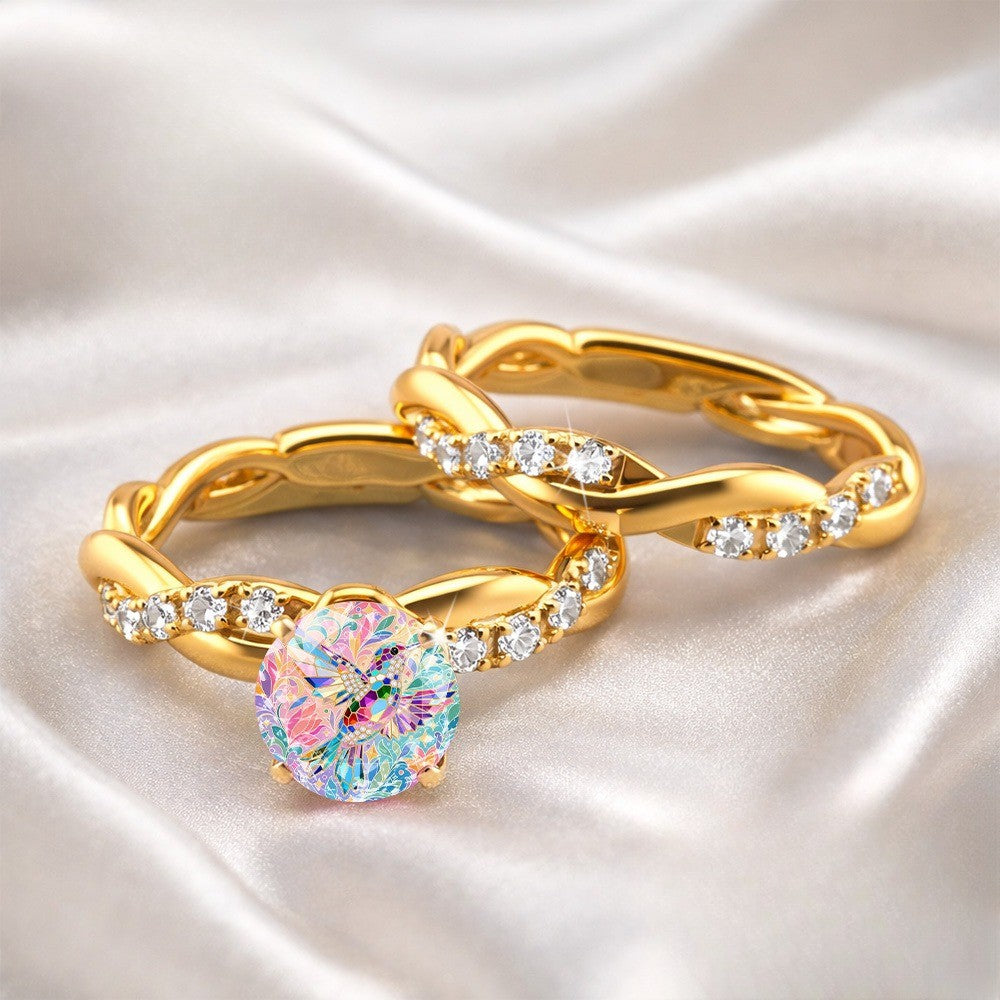 Colorful Hummingbird Twisted Ring
