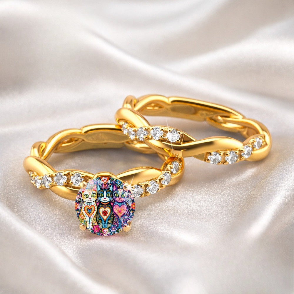 Colorful Cat Statement Ring