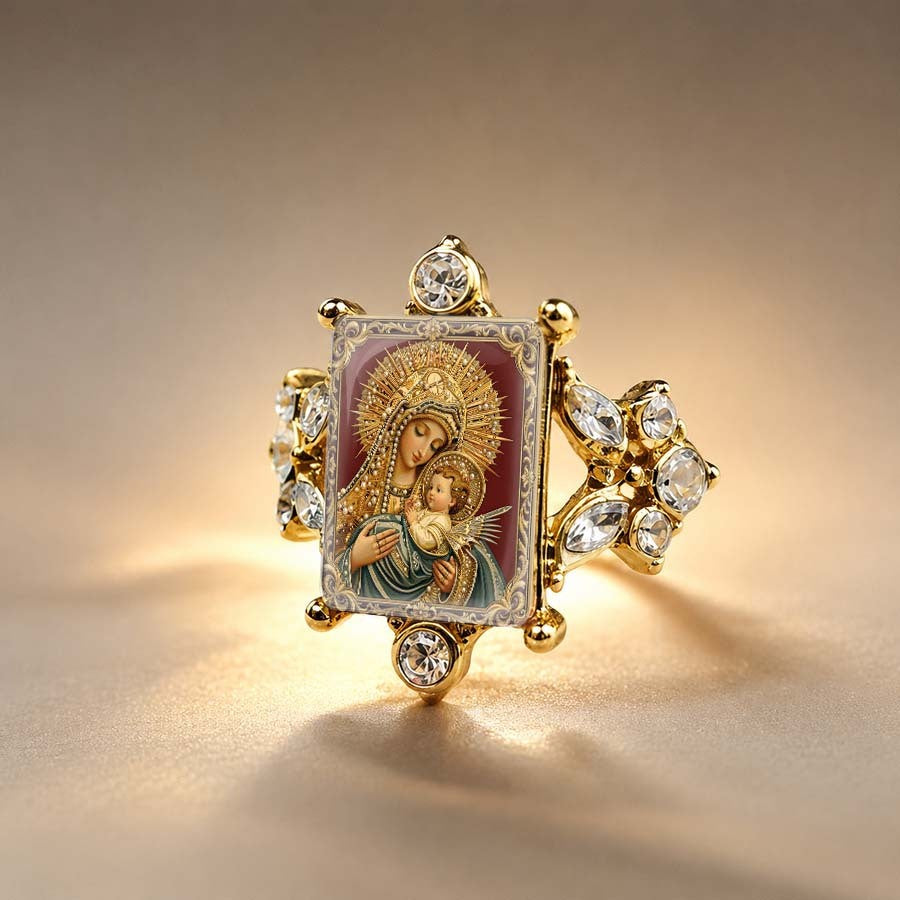 Madonna & Child Crystal Ring