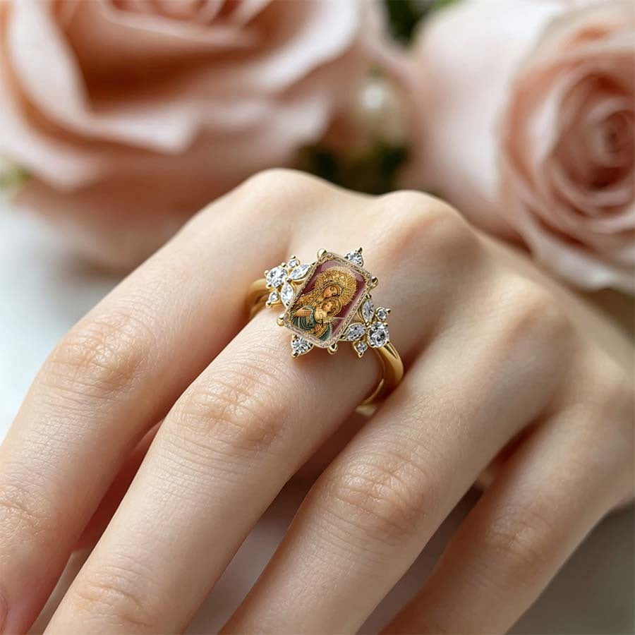 Madonna & Child Crystal Ring