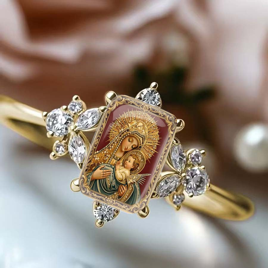 Madonna & Child Crystal Ring