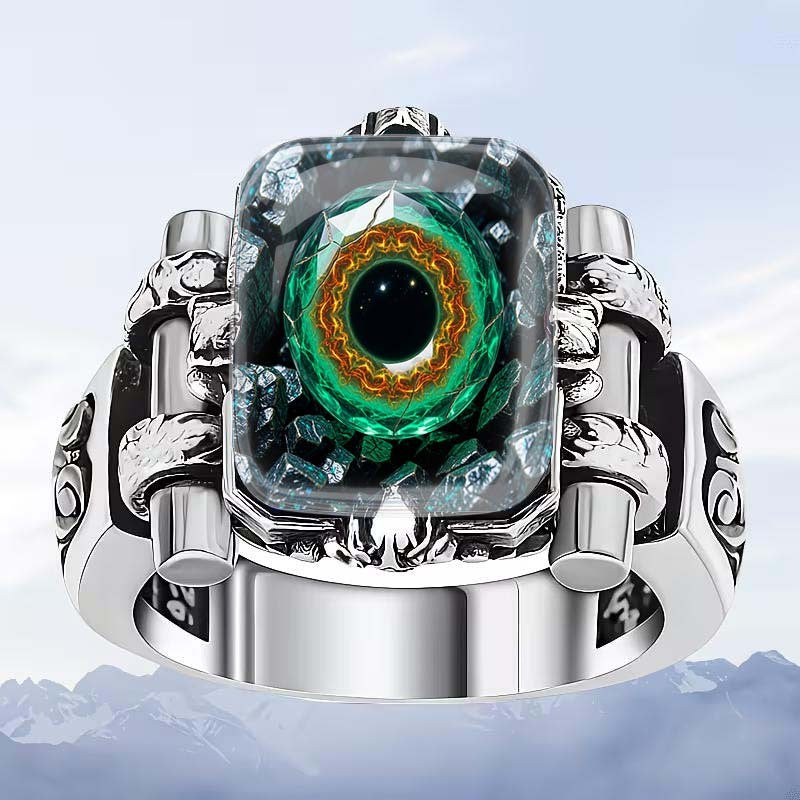 Green Eye Glass Statement Ring