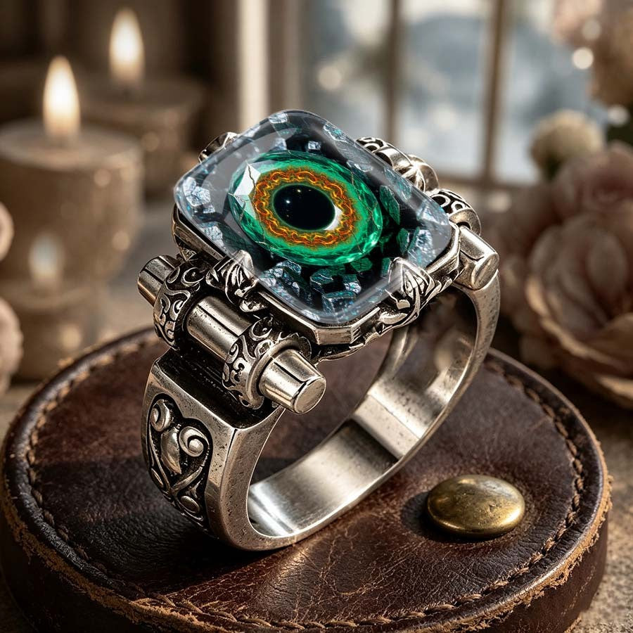 Green Eye Glass Statement Ring