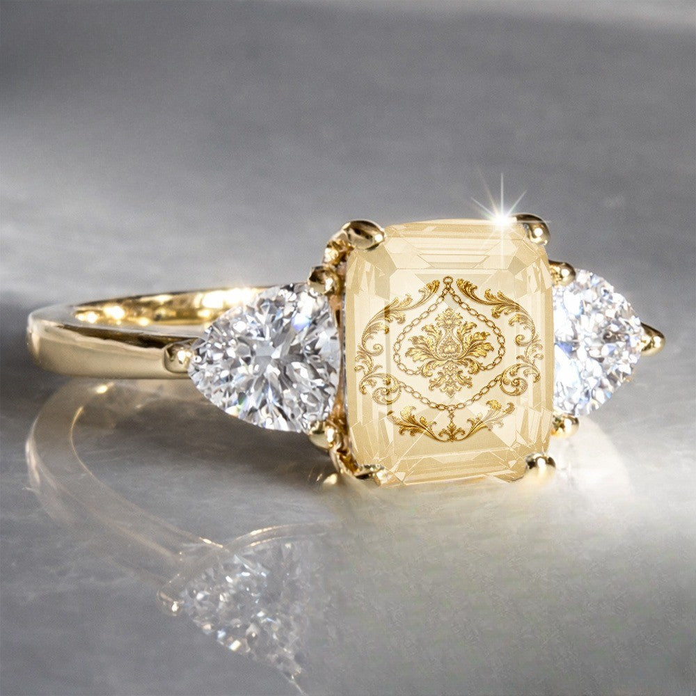 Ornate Rectangular Stone Ring