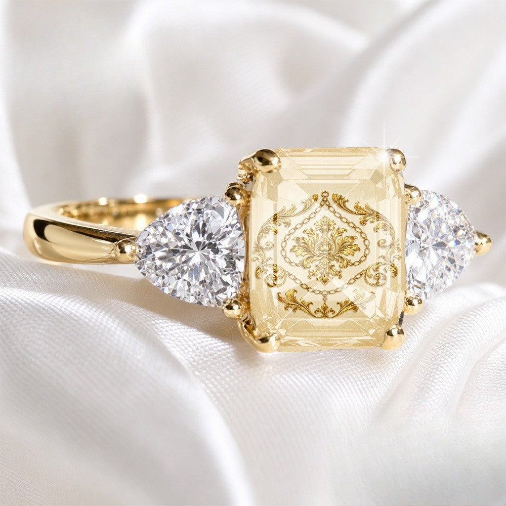 Ornate Rectangular Stone Ring