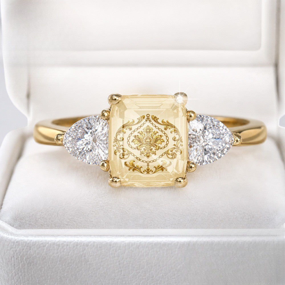 Ornate Rectangular Stone Ring