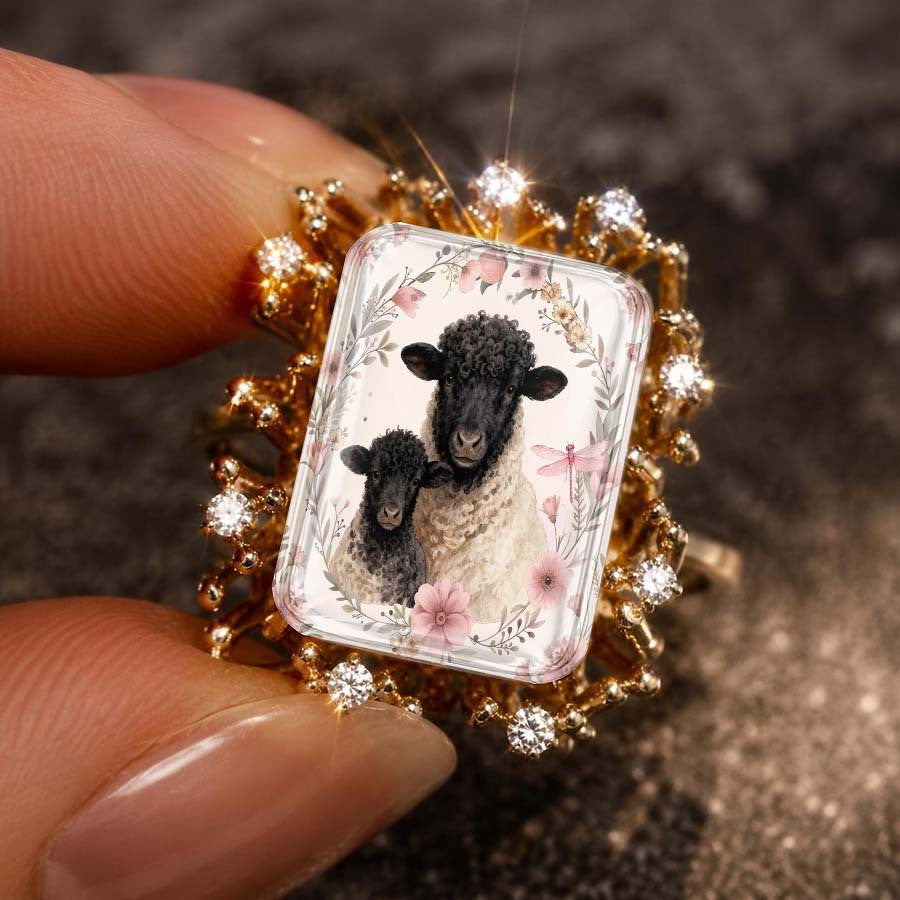 Sheep & Lamb Floral Ring