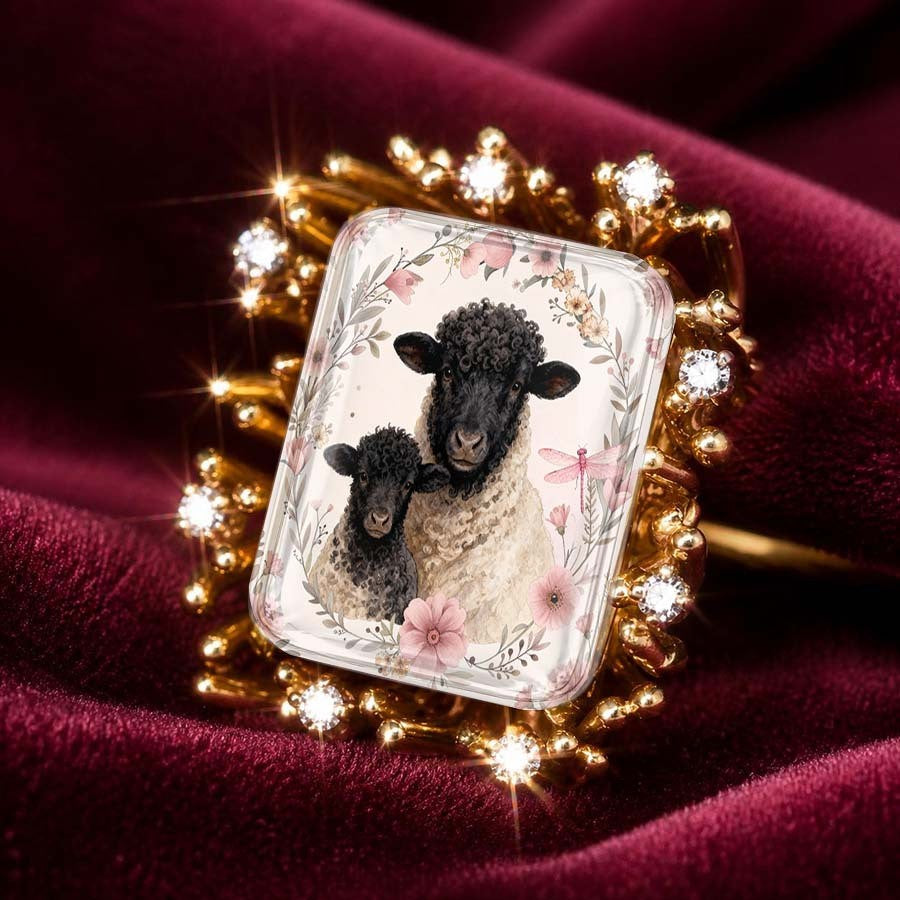 Sheep & Lamb Floral Ring