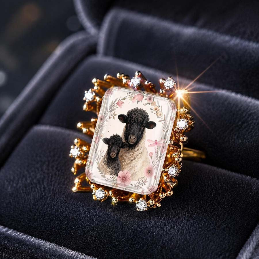 Sheep & Lamb Floral Ring