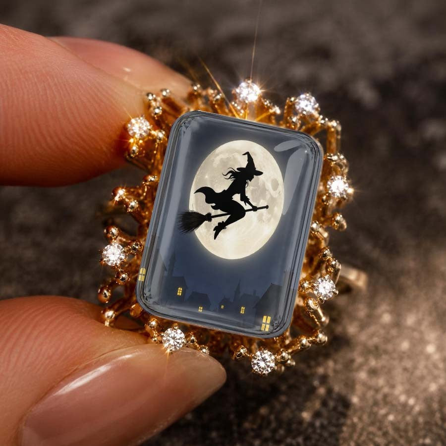 Witch & Moon Rectangular Ring