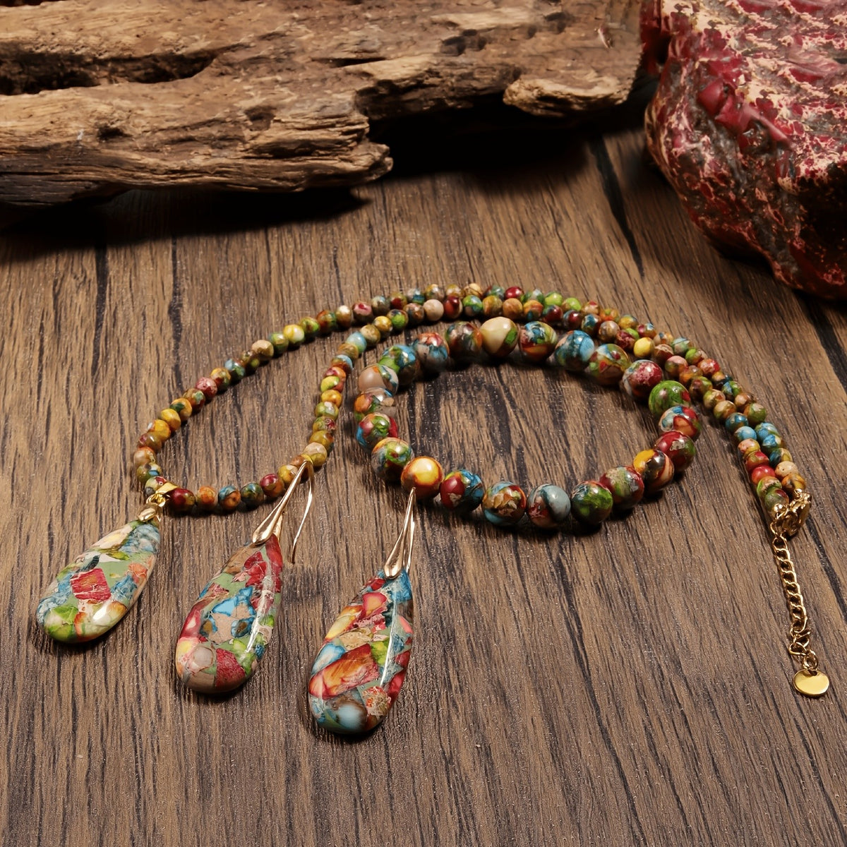 Colorful Mosaic Teardrop Jewelry Set