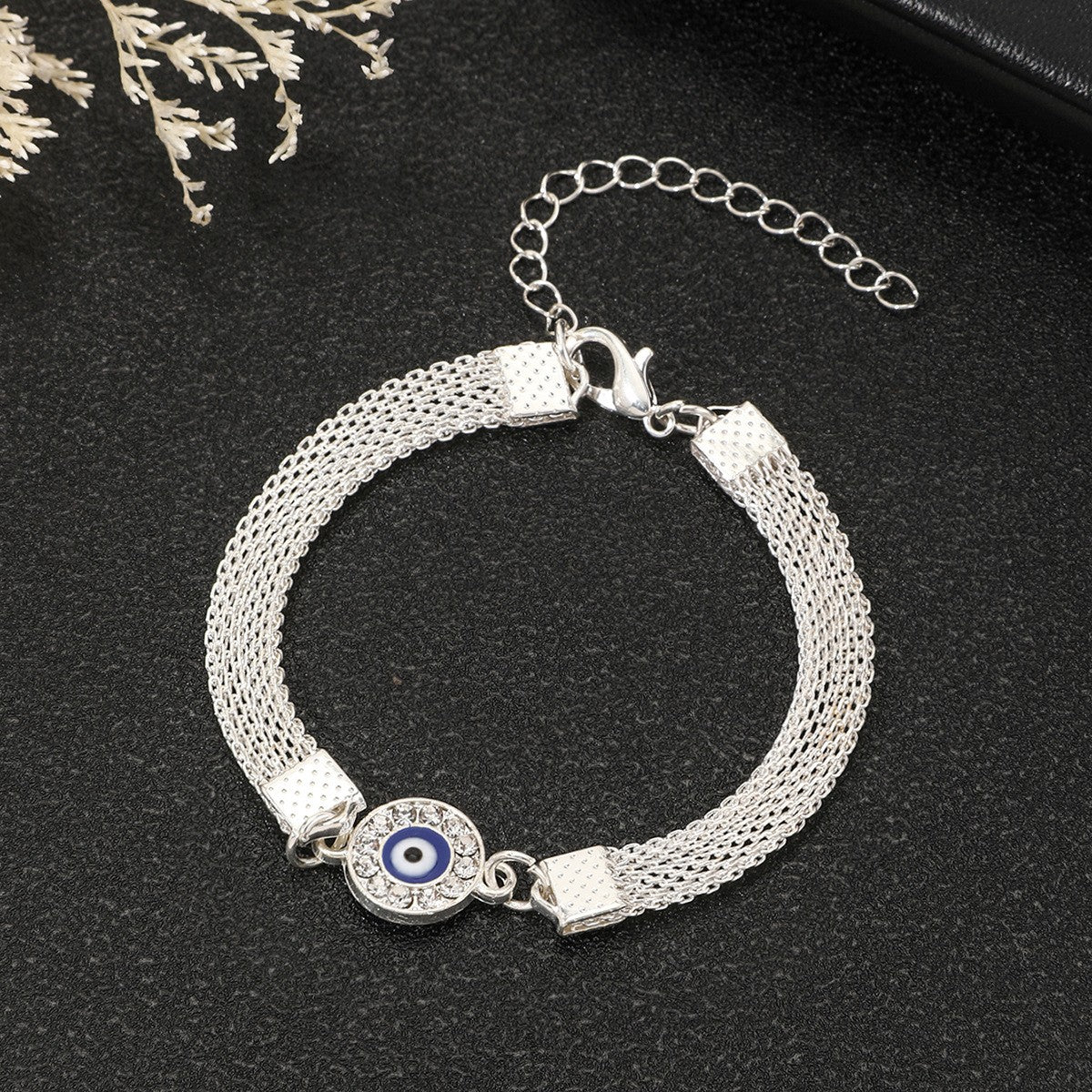 Blue Evil Eye Mesh Bracelet Set