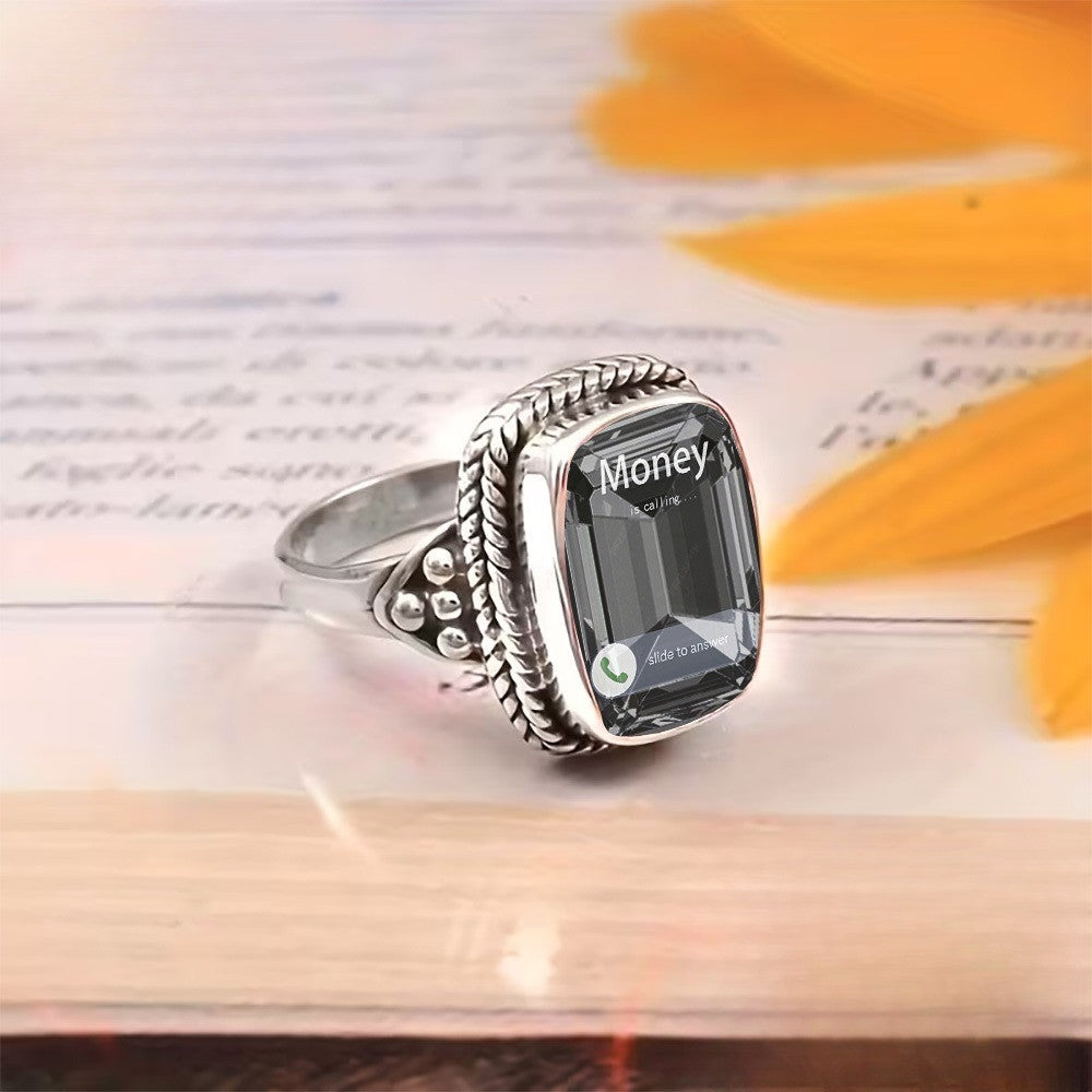 Square Crystal Phone Ring