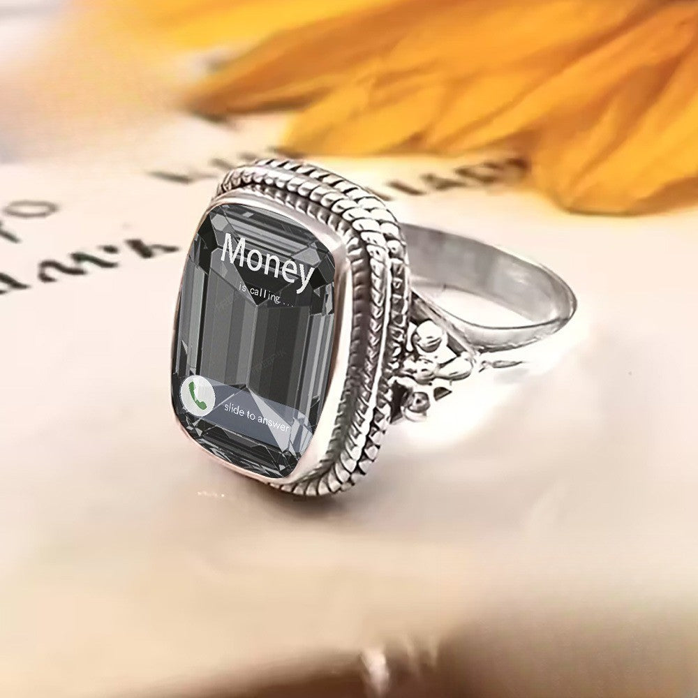 Square Crystal Phone Ring