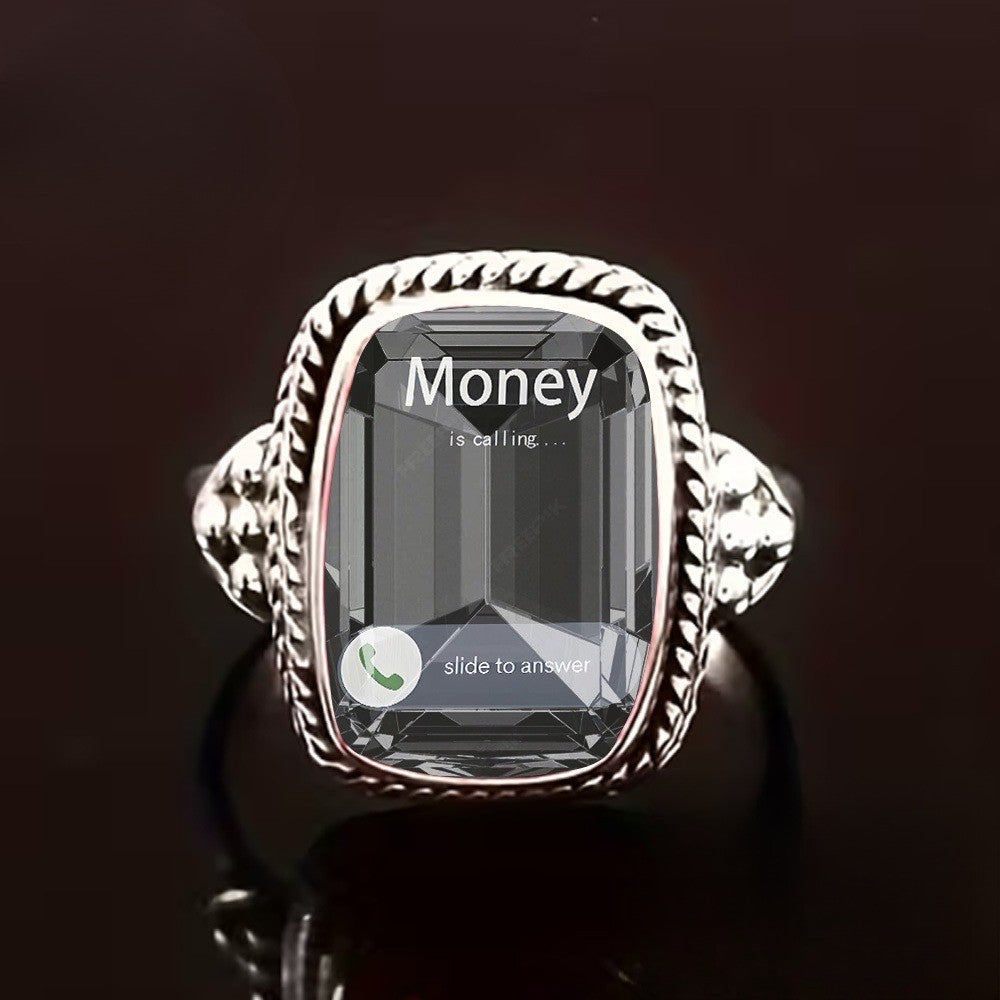 Square Crystal Phone Ring