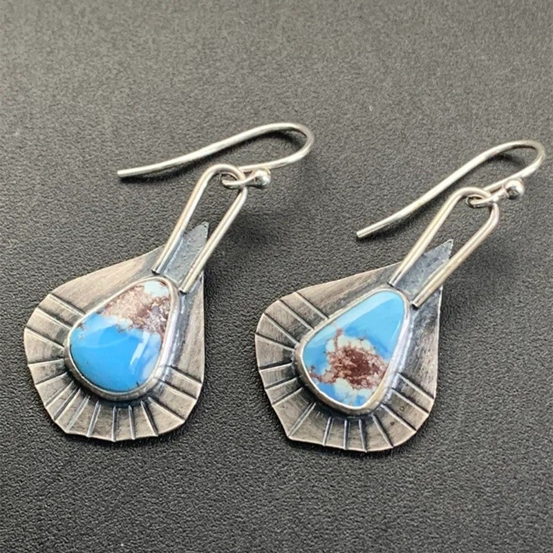 Turquoise Sun Ray Drop Earrings
