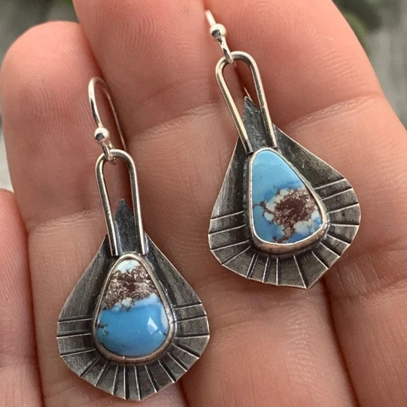 Turquoise Sun Ray Drop Earrings