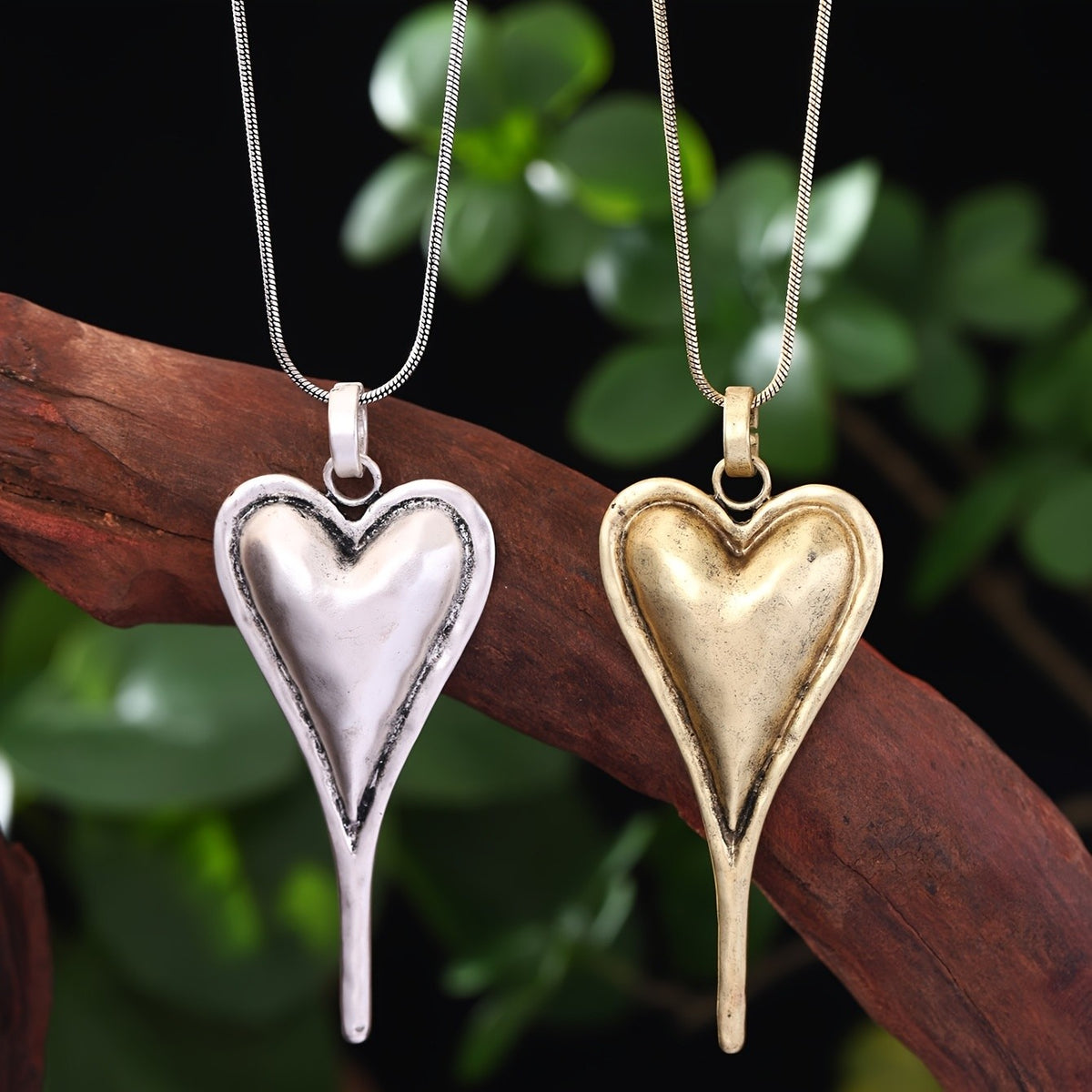 Elongated Pointed Heart Necklace