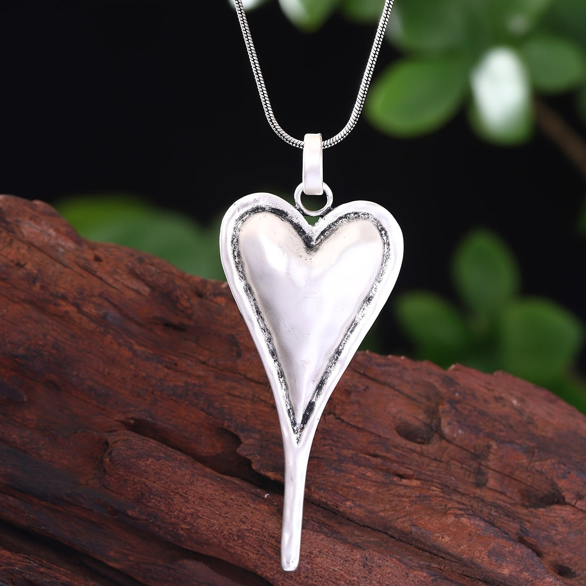 Elongated Pointed Heart Necklace