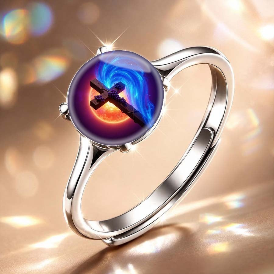Cosmic Swirl Cross Ring