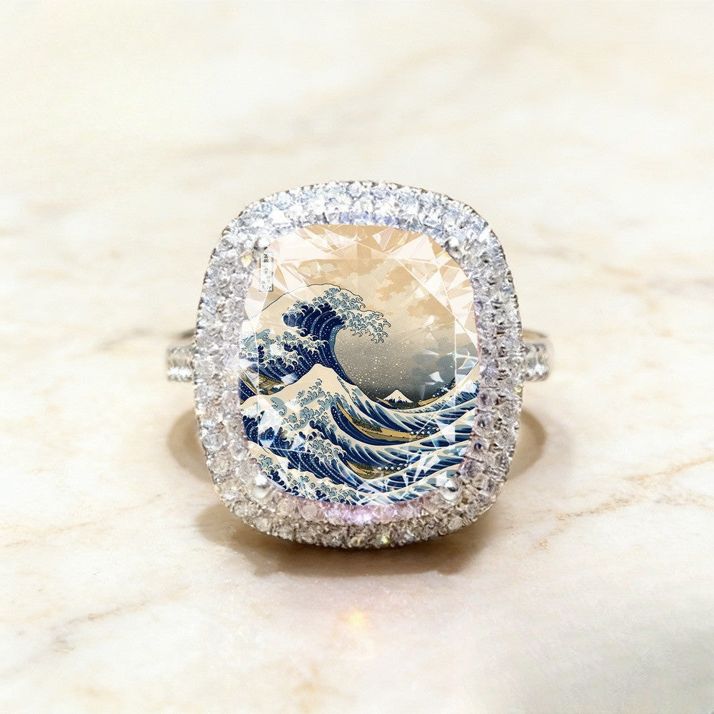 Wave & Mountain Square Ring