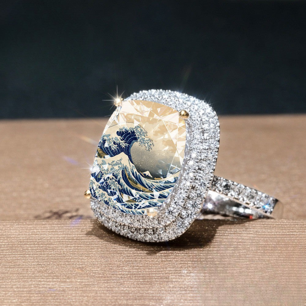 Wave & Mountain Square Ring