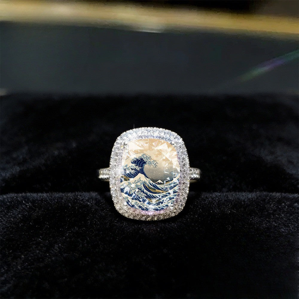 Wave & Mountain Square Ring