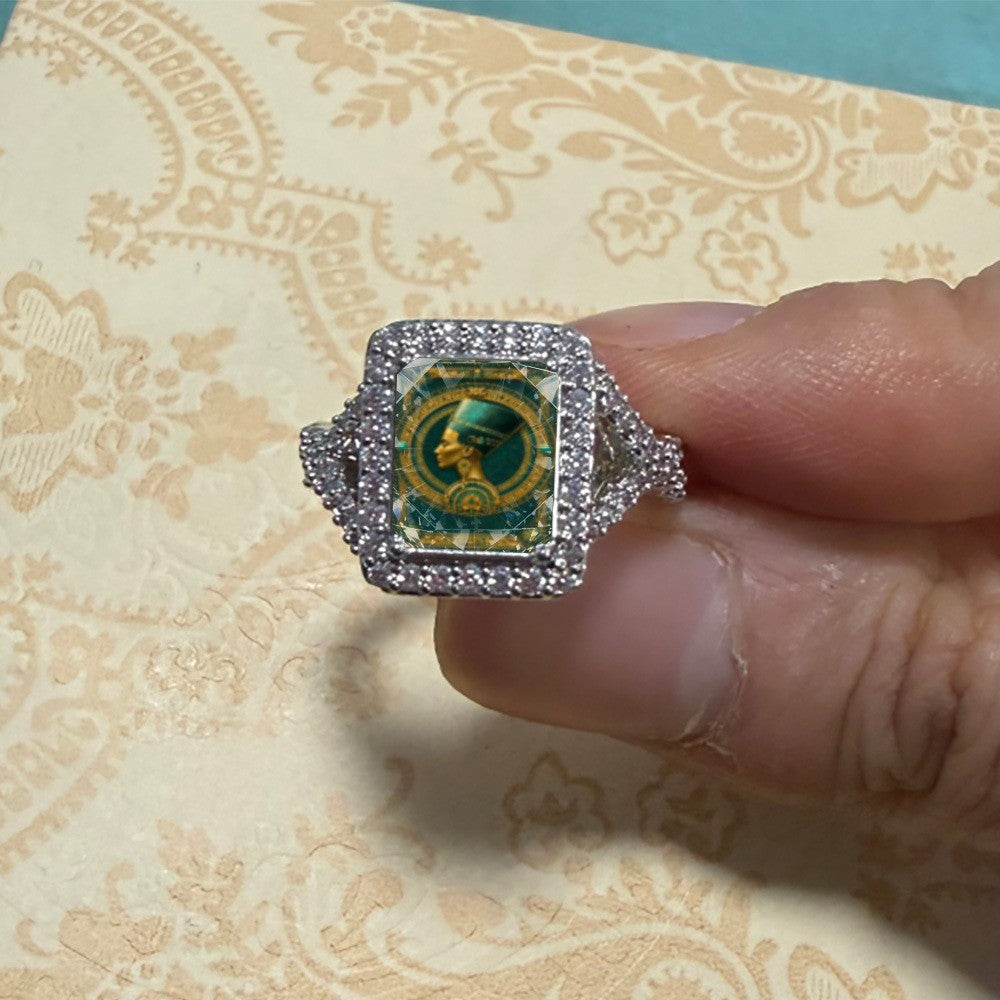 Green Pharaoh Square Ring