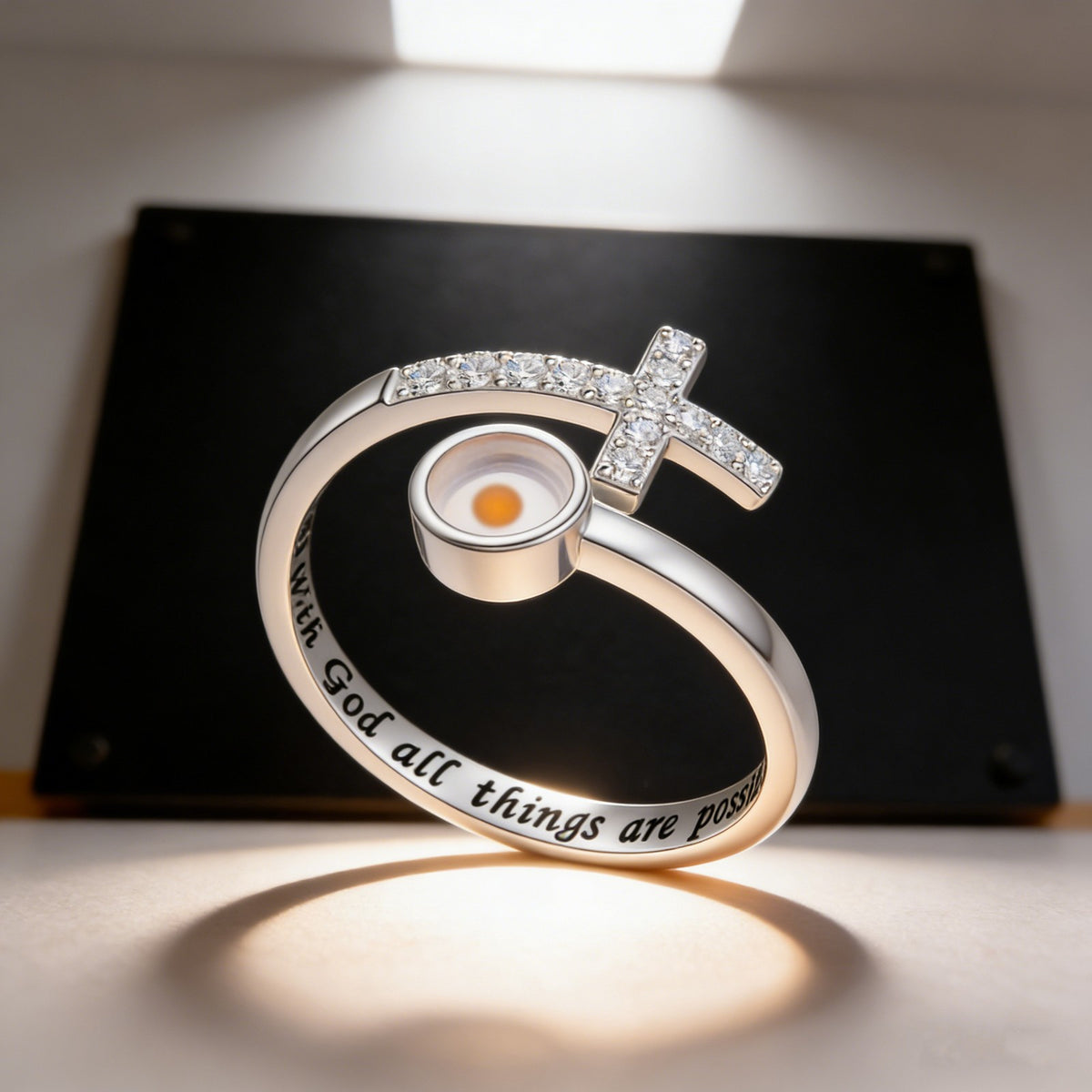 Faith Cross Mustard Seed Ring