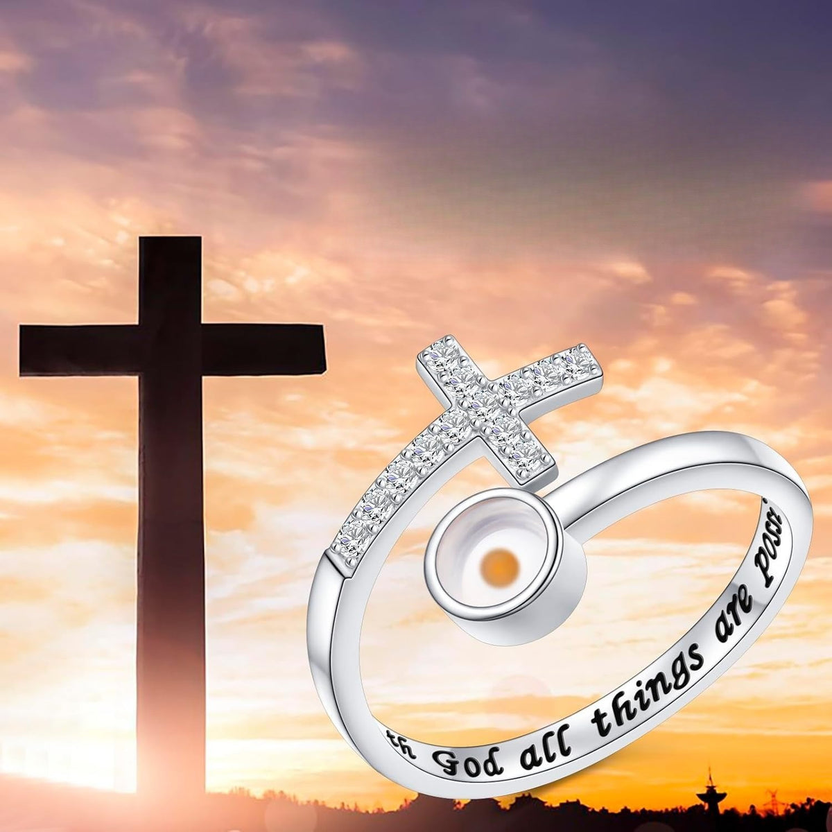 Faith Cross Mustard Seed Ring