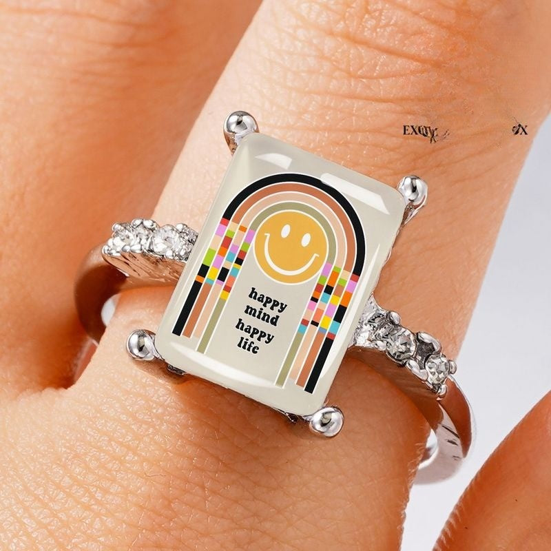 Smiley Face Rectangular Ring