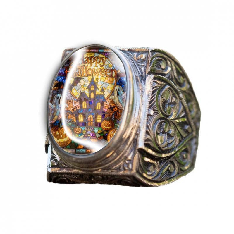 Haunted House Stained Glass Ring