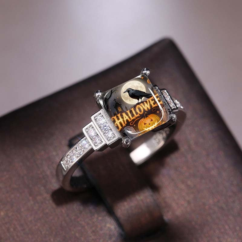 Halloween Crow Square Ring